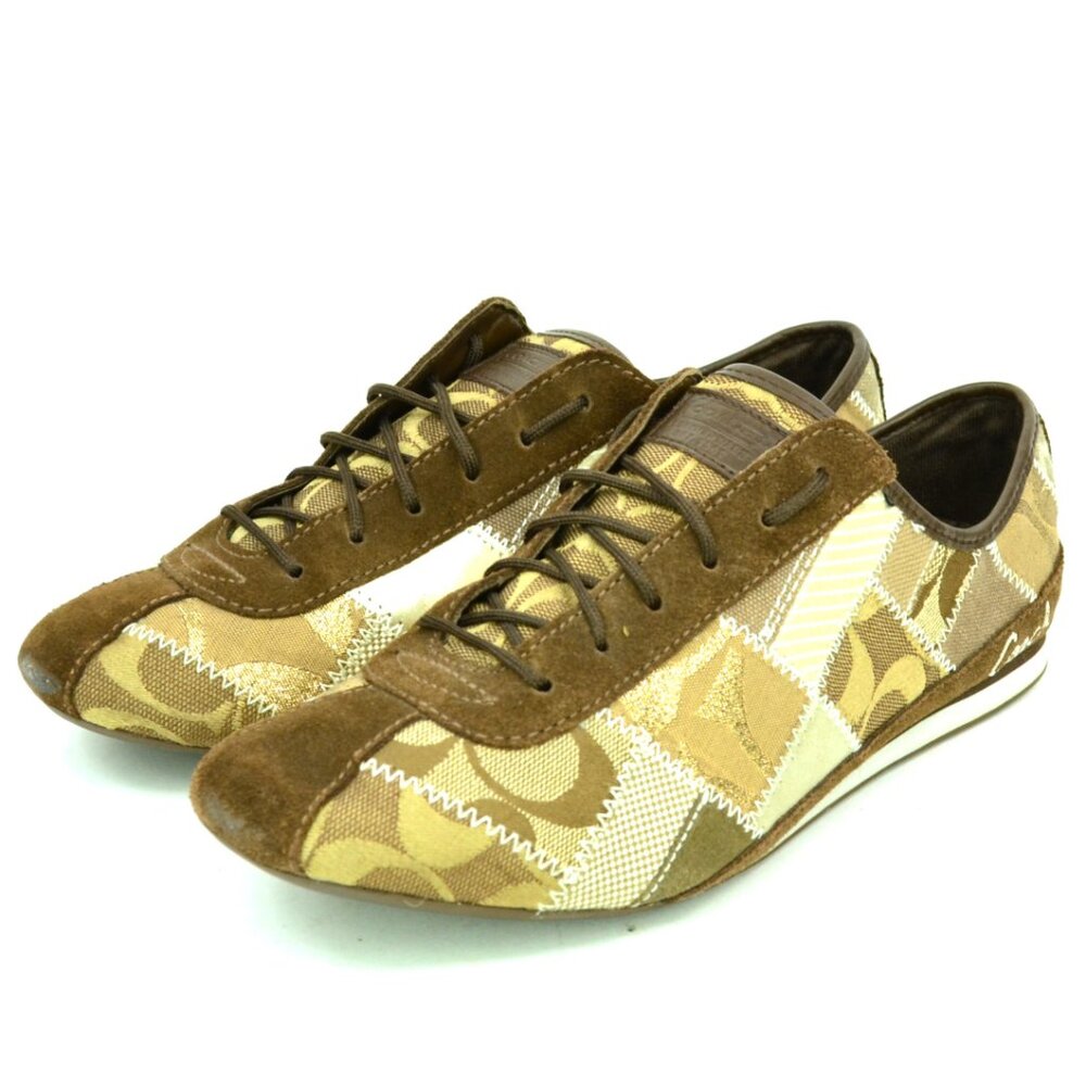 COACH Tidy Women's Size 8 Brown Patchwork Monogram Logo Sneakers #A1351 - Picture 7 of 10